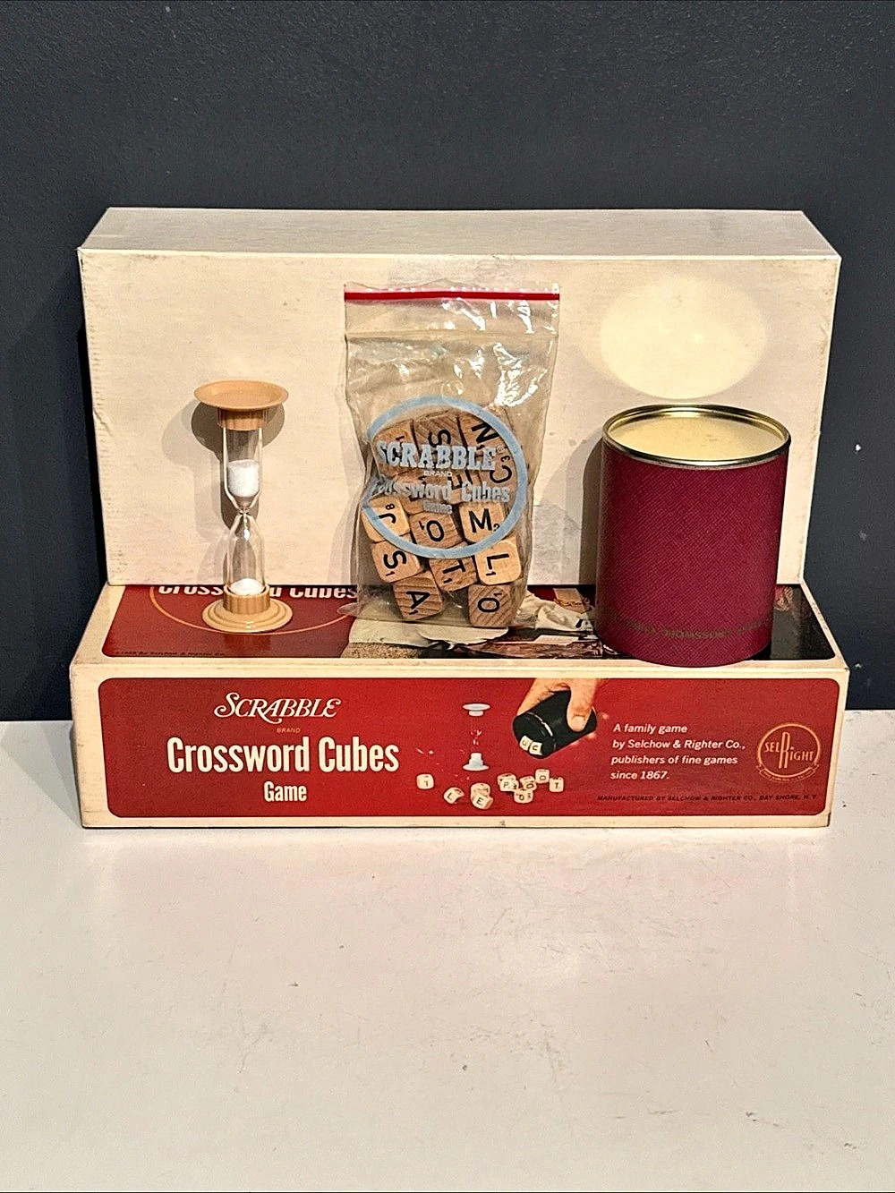 Scrabble Crossword Cubes Game Vintage Board Game Set in Red